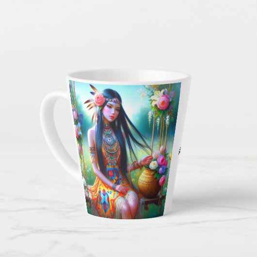 愛によって育まれる：心地よいカップ カフェラテマグ (左アングル)