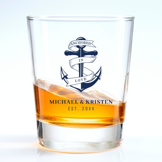 愛にアンカーを Nautical Blue アンカー結婚式 ショットグラス