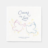 愛に乾杯　幻想的なイラストの結婚式  スタンダードカクテルナプキン (正面)