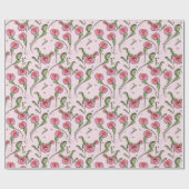 愛に刺さったかわいいピンクのビーナスフライトラップ ラッピングペーパー (フラット)