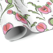 愛に刺さったかわいい白いビーナスフライトラップ ラッピングペーパー (ロールコーナー)