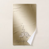 愛に包まれた可愛い漫画パーソナライズされた鳥 バスタオルセット (ハンドタオル)