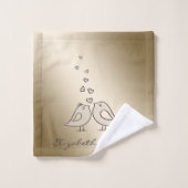 愛に包まれた可愛い漫画パーソナライズされた鳥 バスタオルセット (ウォッシュタオル)