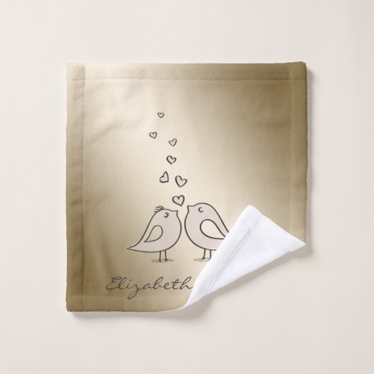 愛に包まれた可愛い漫画パーソナライズされた鳥 バスタオルセット (ウォッシュタオル)