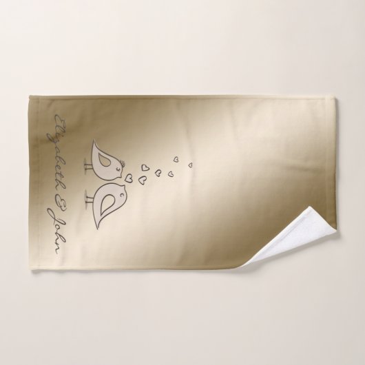 愛に包まれた可愛い漫画パーソナライズされた鳥 バスタオルセット (ハンドタオル)