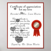 愛に対する感謝の日の証明書 ポスター (正面)