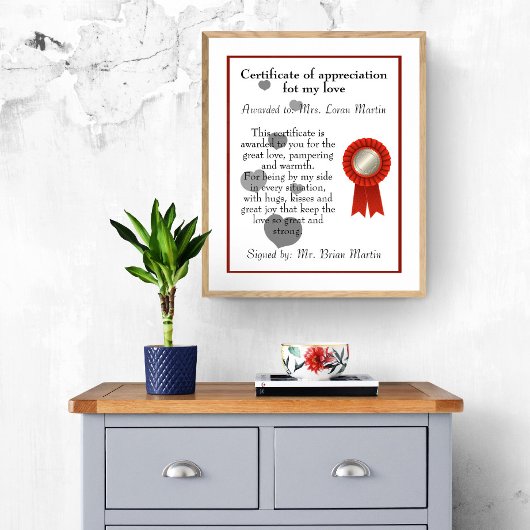 愛に対する感謝の日の証明書 ポスター