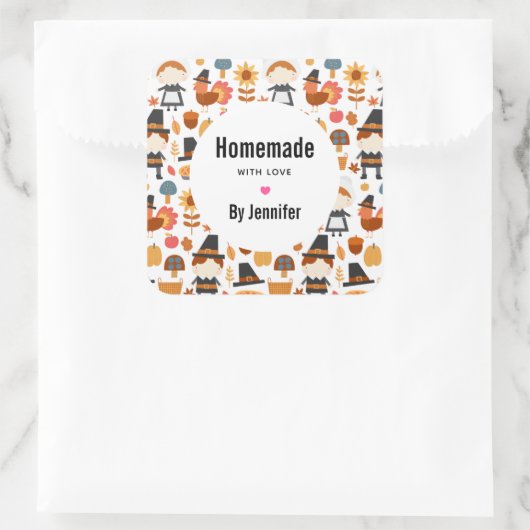 愛に感謝の巡礼模様で作られた|過去記事 スクエアシール (バッグ)