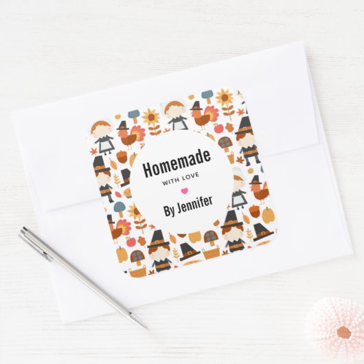 愛に感謝の巡礼模様で作られた|過去記事 スクエアシール (封筒)