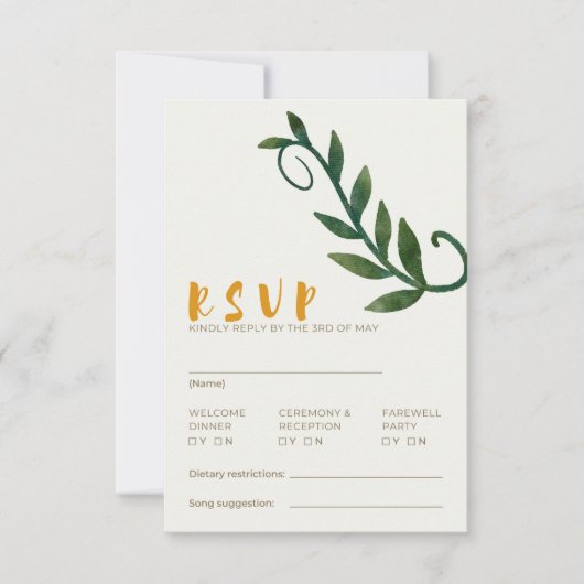 愛に根ざしたシリーズの出欠カード 招待状 (正面)