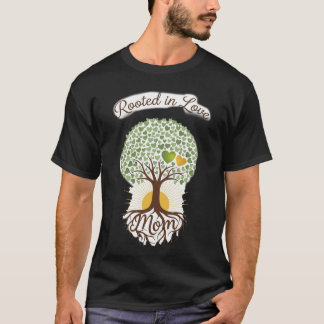 愛に根ざした家族の木 ハートのリーフ ママ Tシャツ