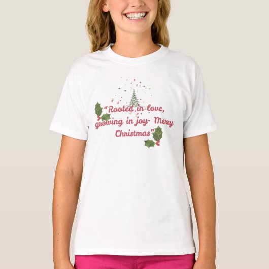 愛に根ざし、喜びに育つ—植物的なクリスマス Tシャツ (正面)
