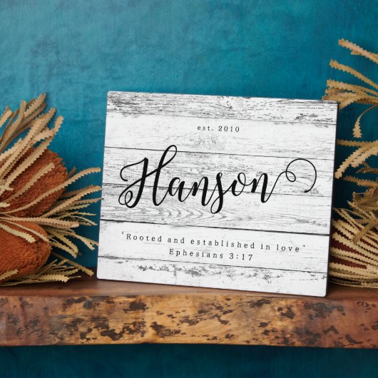 愛に根ざし、確立された姓サイン フォトプラーク (側面)