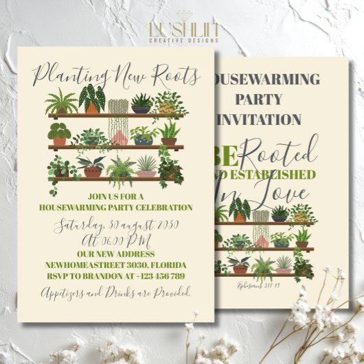 愛に根付き定着する引っ越し祝いパーティー 招待状