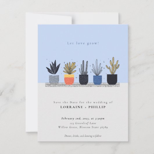 愛に植物鉢植えの家の植物を成長させる セーブザデート (正面)