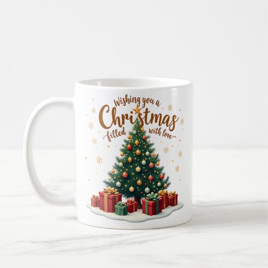 愛に満ちたクリスマスをお祈り コーヒーマグカップ (左)