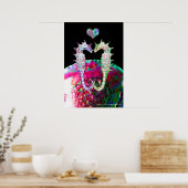 愛に満ちたタツノオトシゴとピンクの真珠母 ポスター (キッチン)