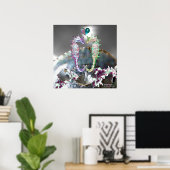 愛に満ちたタツノオトシゴ、ピンクと白の真珠の母 ポスター (ホームオフィス)