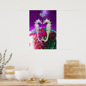 愛に満ちたタツノオトシゴ ピンク ブルー パープル マザーオブパール ポスター (キッチン)