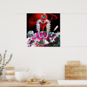 愛に満ちたタツノオトシゴ , 赤 ピンク 青 真珠の母 ポスター (キッチン)