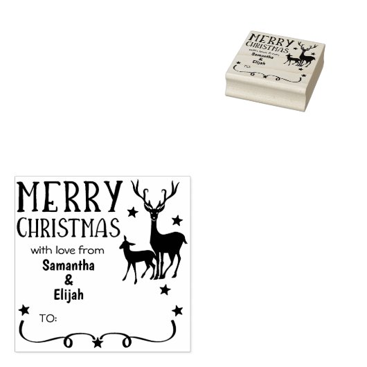 愛に満ちたトナカイのメリークリスマス ラバースタンプ (押印)
