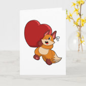 愛に満ちたハートの狐 カード (黄色い花)