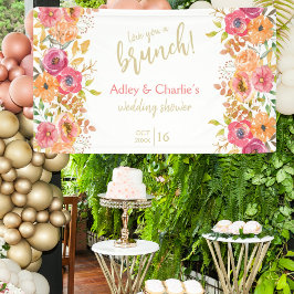 愛に満ちたブランチ 秋の花 フラワーのウェディングまたはシャワー 横断幕