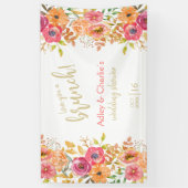 愛に満ちたブランチ 秋の花 フラワーのウェディングまたはシャワー 横断幕 (縦)