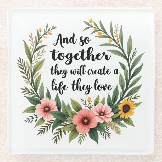 愛に満ちた人生を創造する ガラスコースター (正面)