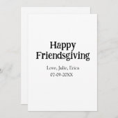 愛に満ちた友人の感謝の日、名前を添えて、シンプルに、愛する人と 招待状 (正面/裏面)