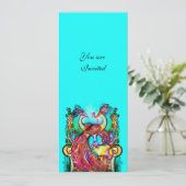 愛に満ちた孔雀 , 赤 青 ターコイズ 緑 招待状 (スタンド正面)