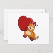 愛に満ちた狐のハート ポストカード (正面/裏面)