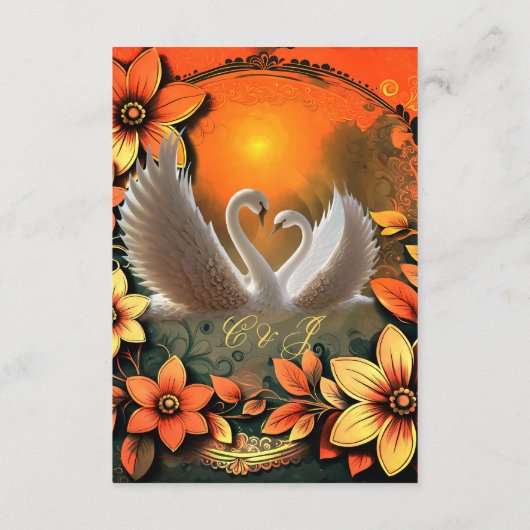愛に満ちた白鳥の美しさ。 エンクロージャーカード (裏面)