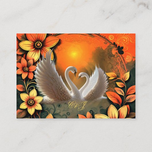 愛に満ちた白鳥の美しさ。 エンクロージャーカード (裏面)
