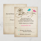 愛に満ちた鳥たちのウェディング・招待状（ＲＳＶＰカード） 招待状 (正面/裏面)