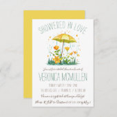 愛に満ちた！イエローアンブレラブライダルシャワー 招待状 (正面/裏面)