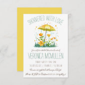 愛に満ちた!イエローアンブレラブライダルシャワー 招待状 (正面/裏面)