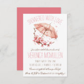 愛に満ちた!ピンクアンブレラブライダルシャワー 招待状 (正面/裏面)