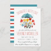 愛に満ちた!ピンクアンブレラブライダルシャワー 招待状 (正面/裏面)