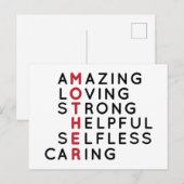 愛に満ちた 強い 優しい 無私の 心ある ママ ポストカード (正面/裏面)