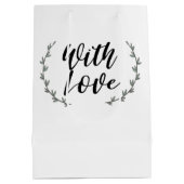 愛に満ちた rustic 緑の花の枝 ウェディング ミディアムペーパーバッグ (裏面)