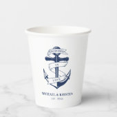 愛に繋がれた 白い航海士の錨 結婚式 紙コップ (正面)