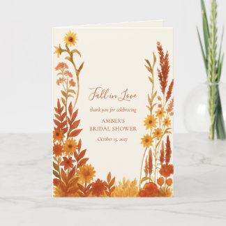 「愛に落ちる」 フラワーブライダルシャワーの感謝を伝えるカード サンキューカード