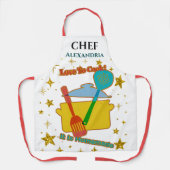 愛に調理師シェフ料理用具パーソナライズ エプロン (正面)
