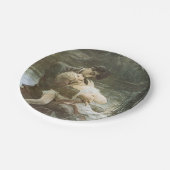 愛に酔う若いカップル（ボートでのキス） ペーパープレート (アングル)