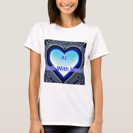 愛のあるテクノロジー AI: Tech with Heart レディース ホワイト Tシャツ (正面)
