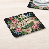 愛のある母の日 スクエアペーパーコースター (アングル)