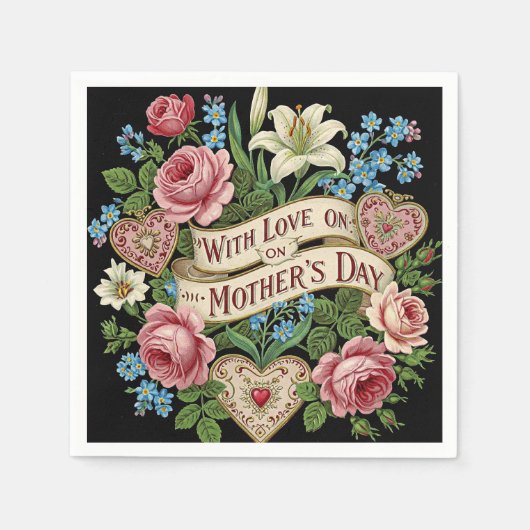 愛のある母の日 スタンダードカクテルナプキン (正面)