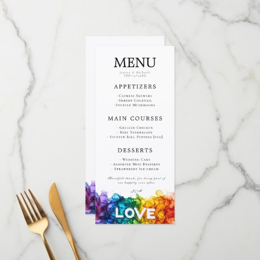 🌈 +愛のある素敵な文字絵を描LGBTQで メニュー (正面/裏面インサイチュ)