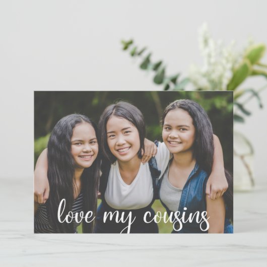 愛のいとこかわいカスタムい家族写真 カード (スタンド正面)